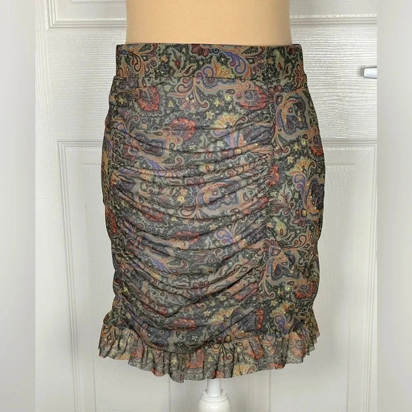 Free People Romi Mesh Paisley Mini Skirt New Medium - Picture 4 of 10